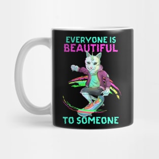 Rainbow Unicorn Skateboarding Cat Mug